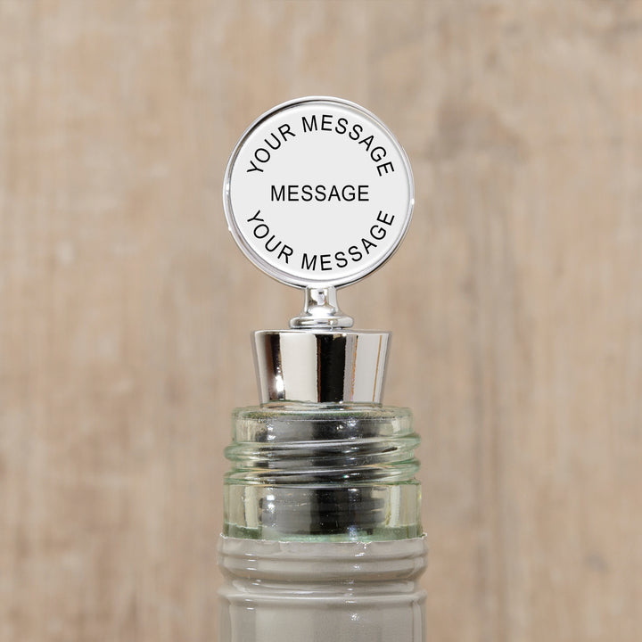 Personalised Silver Finish Bottle Stopper with Message