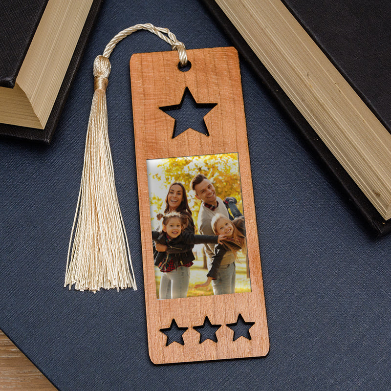 Personalised Photo Upload Star Bookmark - Cherrywood