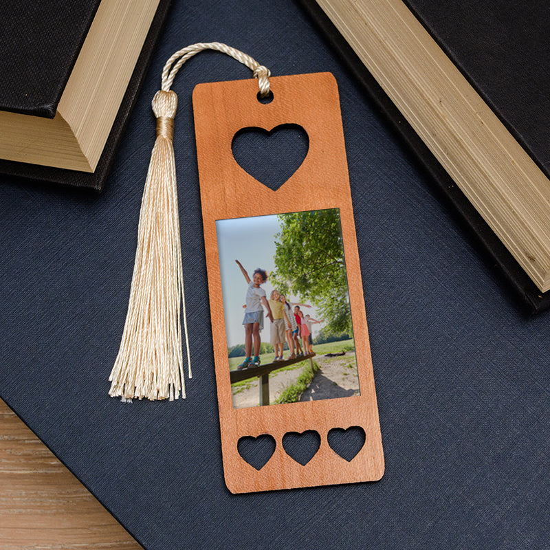 Personalised Photo Heart Wooden Bookmark