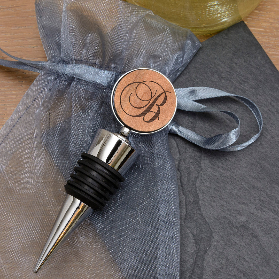 Personalised Script Initial Cherrywood Bottle Stopper