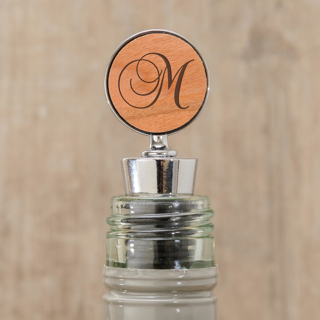 Personalised Script Initial Cherrywood Bottle Stopper