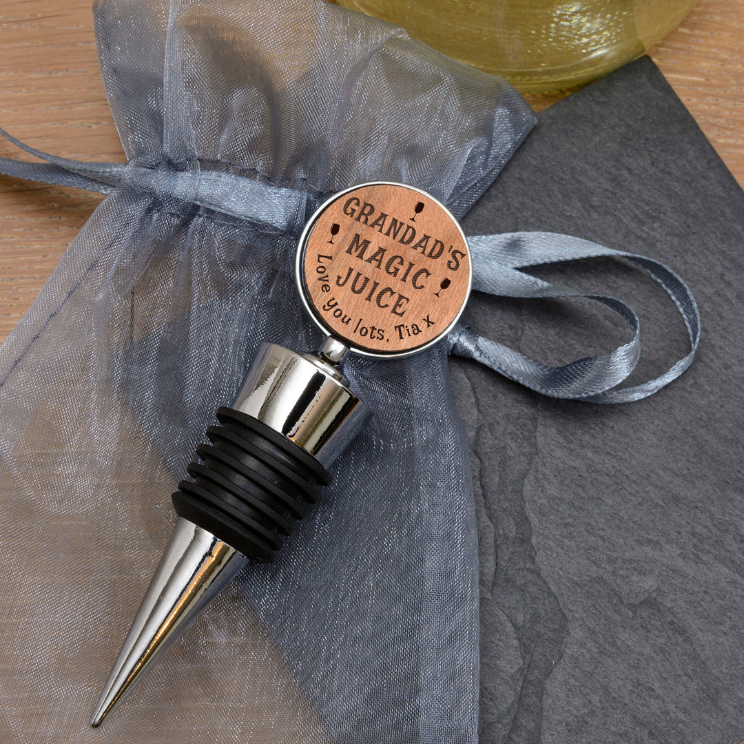 Personalised Magic Juice Cherrywood Bottle Stopper
