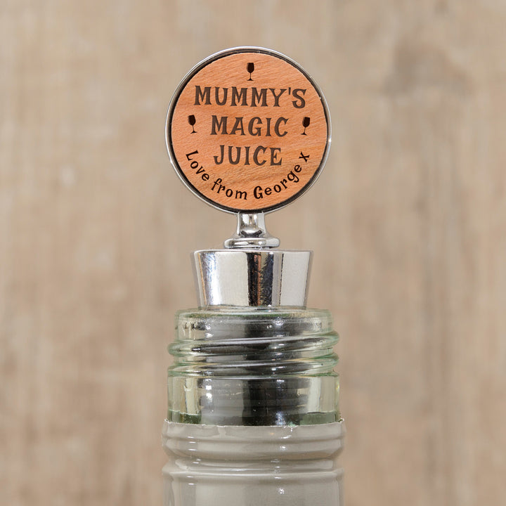 Personalised Magic Juice Cherrywood Bottle Stopper
