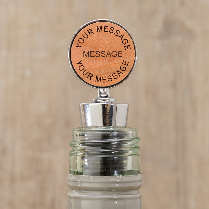 Personalised Cherrywood Bottle Stopper with Message
