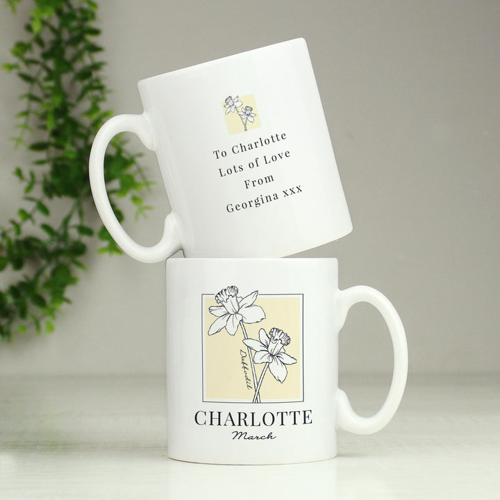 Personalised Birth Flower Mug, The Personal Shop, personalised gifts
