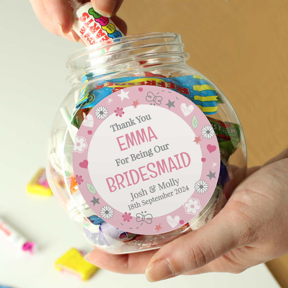 Personalised Bridesmaid Sweet Jar, The Personal Shop, personalised gifts