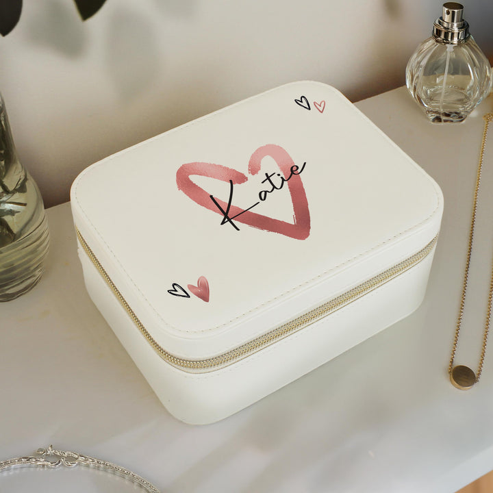 Personalised Heart Travel Jewellery Box – alternative view