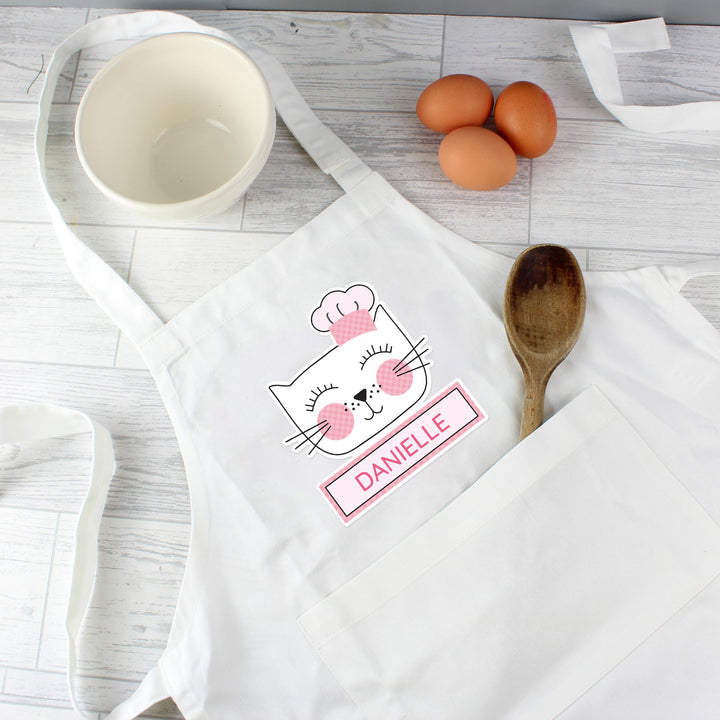 Personalised Cat Childrens Apron, The Personal Shop, personalised gifts