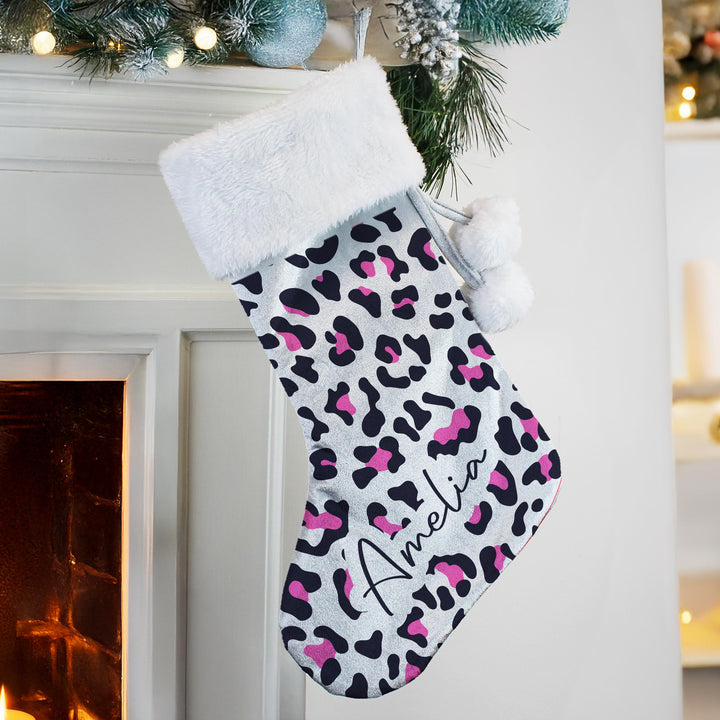 Personalised Leopard Print Christmas Stocking – alternative view