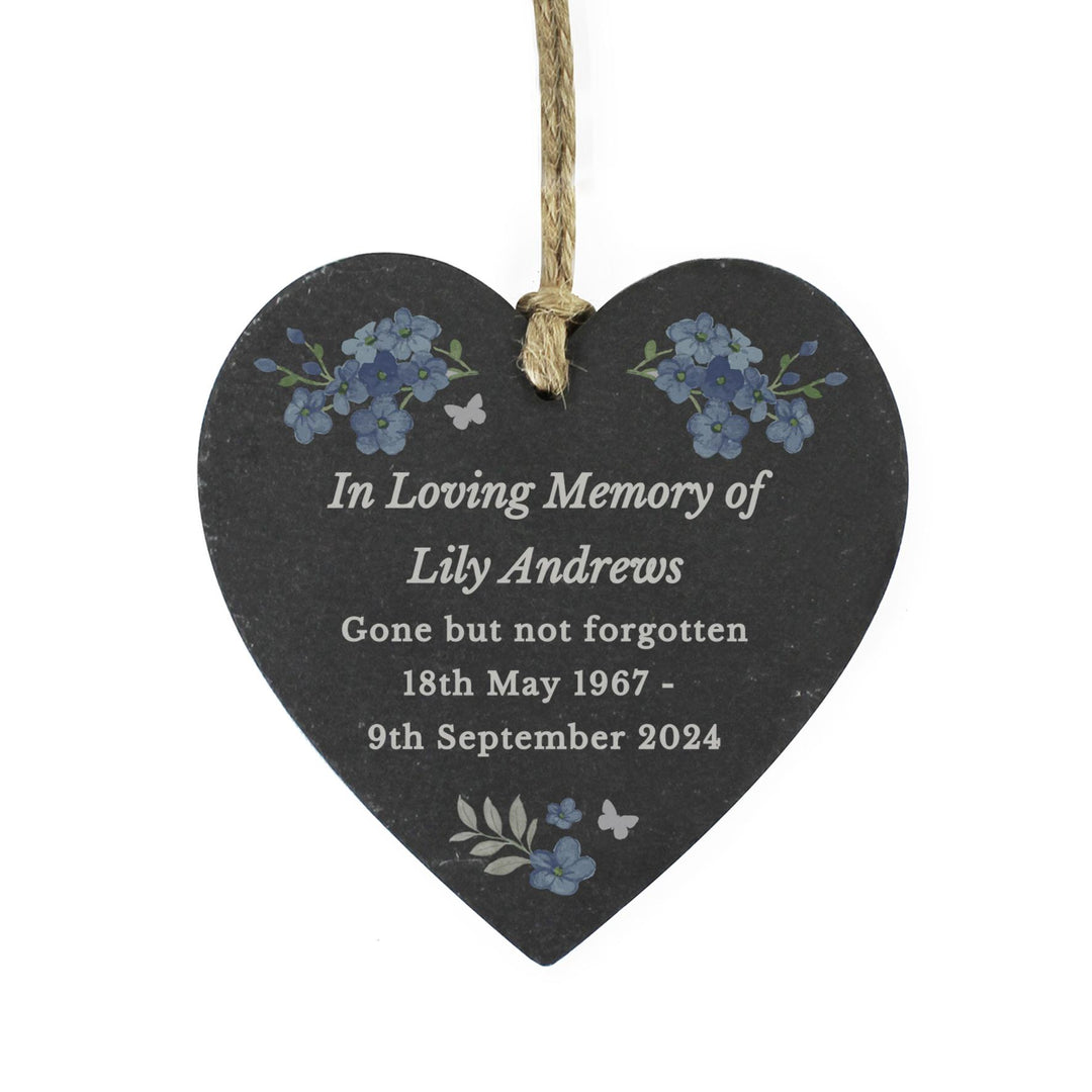 Personalised Memorial Forget Me Not Slate Heart – alternative view