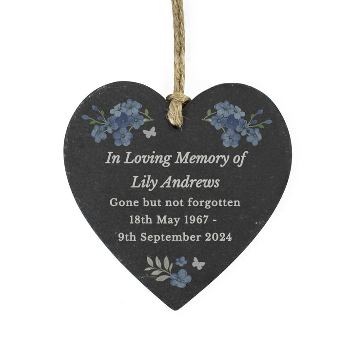 Personalised Memorial Forget Me Not Slate Heart – alternative view