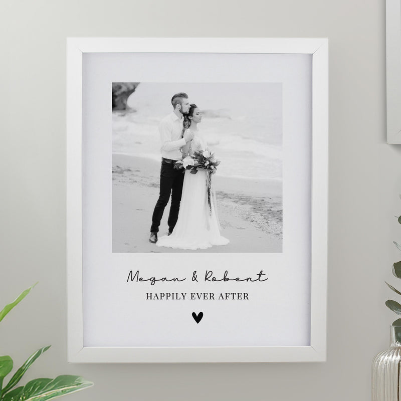 Personalised Heart Photo Upload White Poster Frame