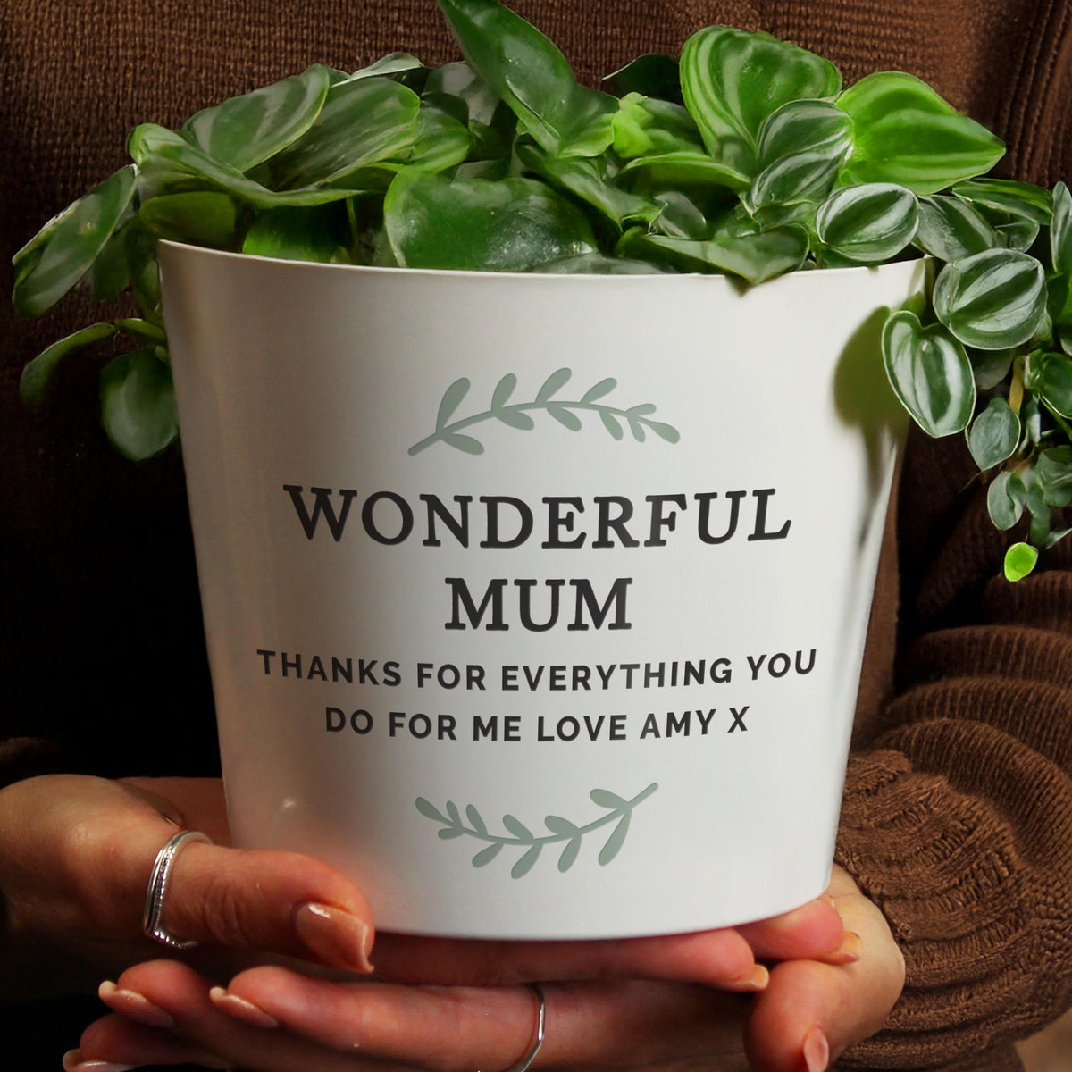 Personalised Wreath Large Plant Pot, The Personal Shop, personalised gifts