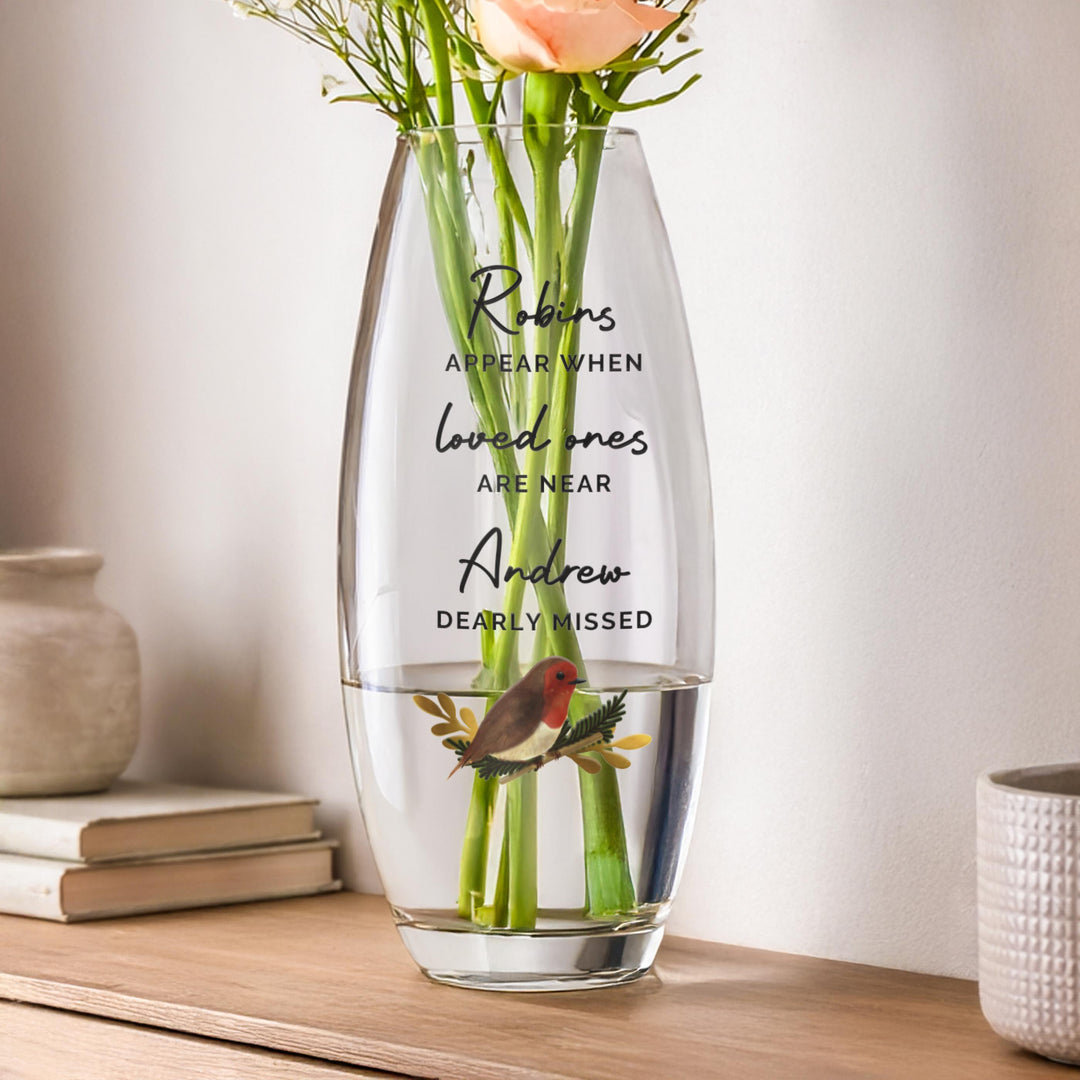 Personalised Robins Appear Bullet Vase, The Personal Shop, personalised gifts