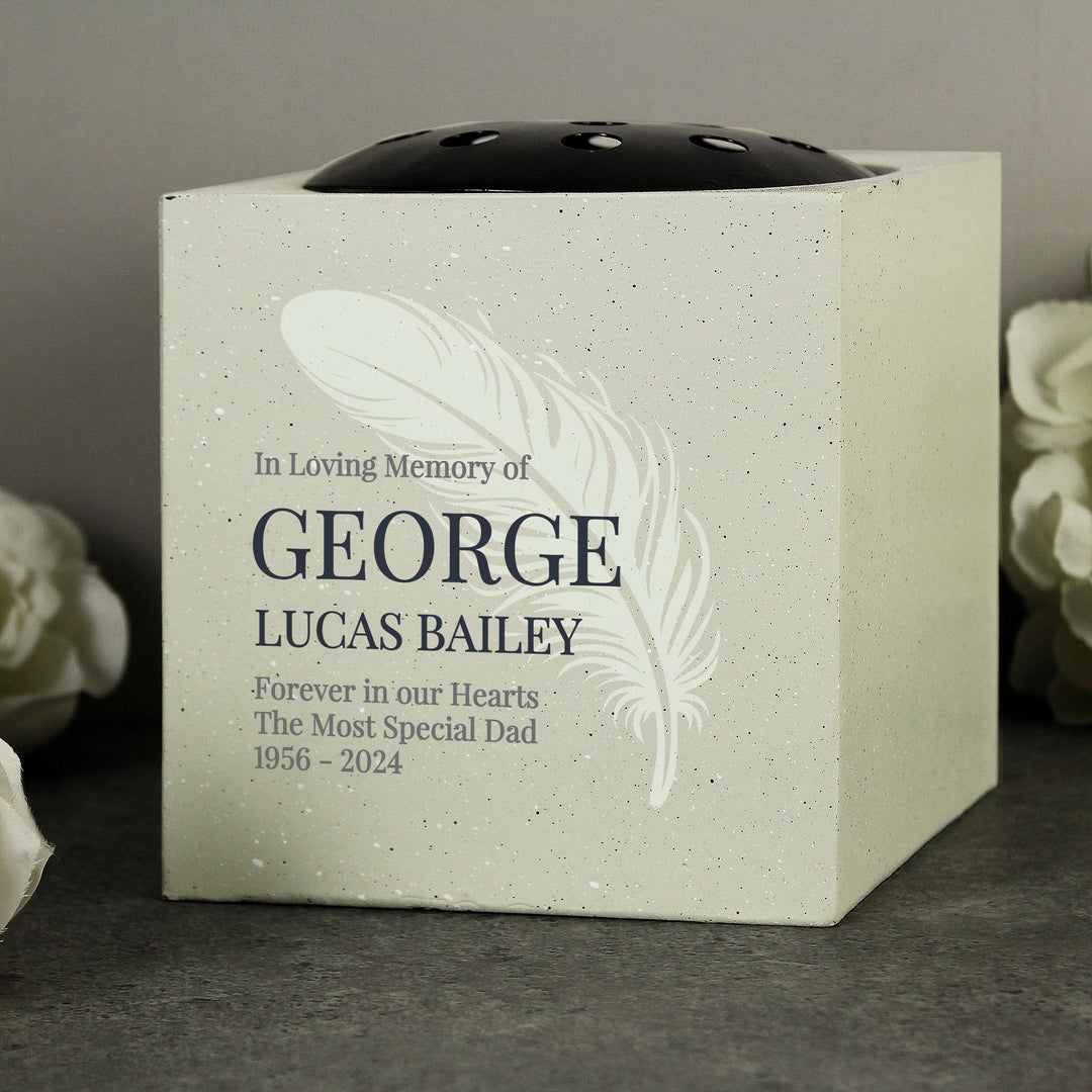 Personalised Feather Memorial Vase, The Personal Shop, personalised gifts