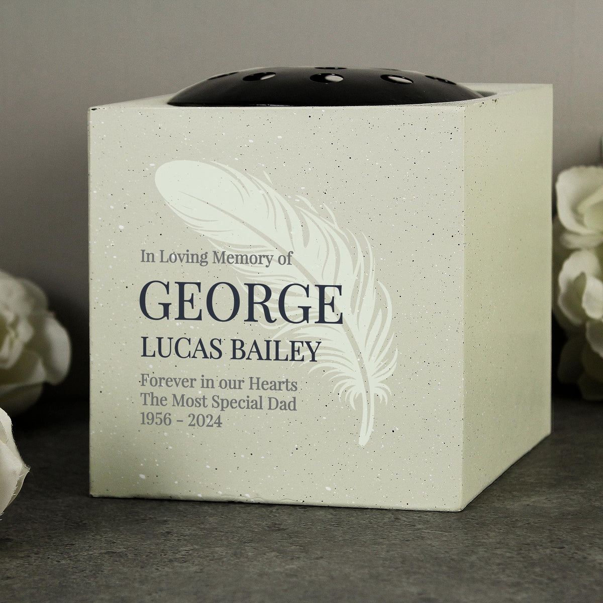 Personalised Feather Memorial Vase, The Personal Shop, personalised gifts