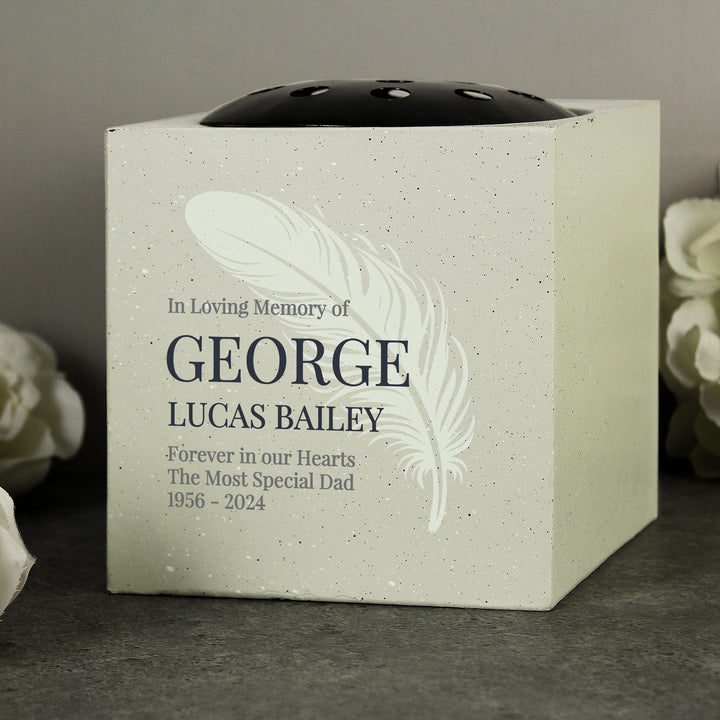 Personalised Feather Memorial Vase, The Personal Shop, personalised gifts