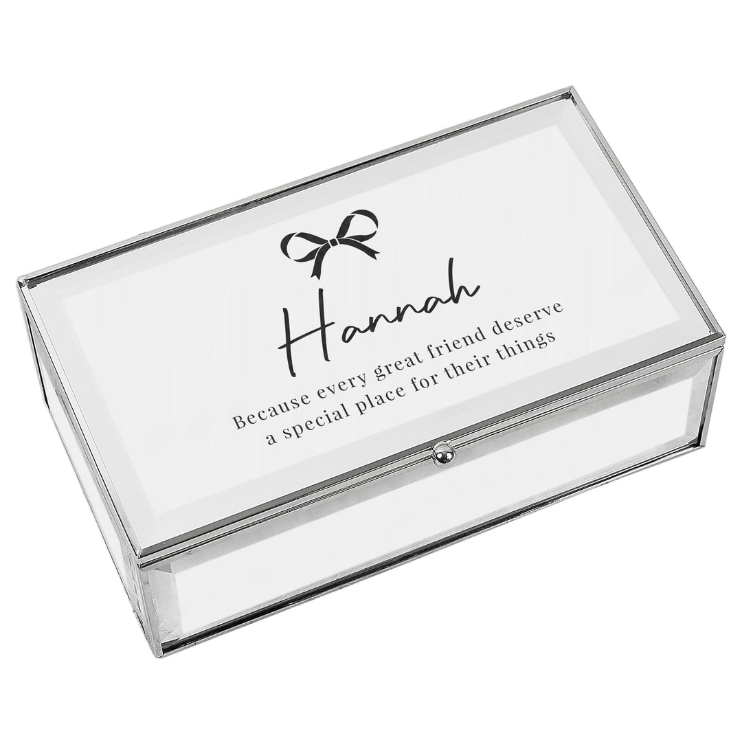 Personalised Bow Mirrored Jewellery Box – alternative view