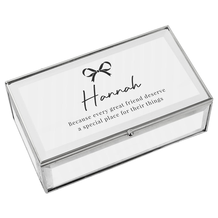 Personalised Bow Mirrored Jewellery Box – alternative view