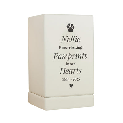 Personalised Pet Pawprints Small Wooden Urn