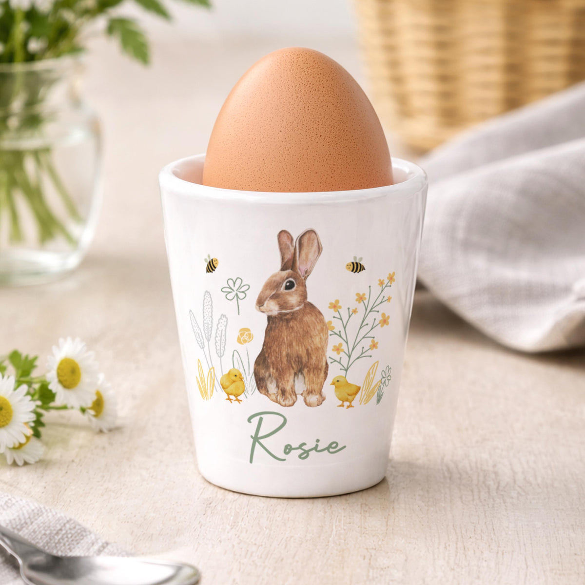 Personalised Easter Bunny Egg Cup, The Personal Shop, personalised gifts