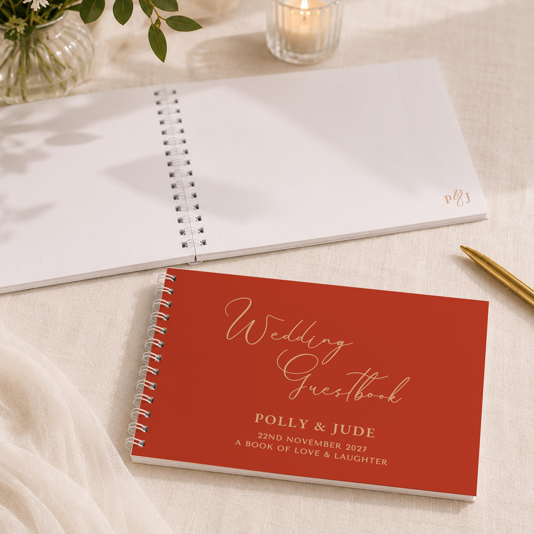Personalised Burnt Orange Wedding Guest Book, The Personal Shop, personalised gifts