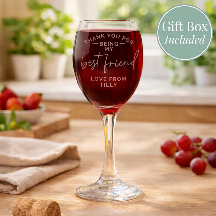 Personalised Thank you Wine Glass, The Personal Shop, personalised gifts