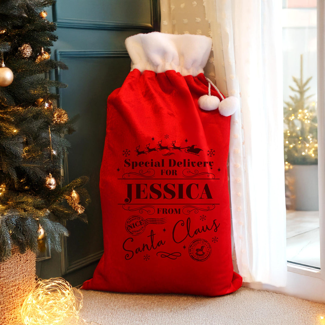Personalised Special Delivery Red Sack – alternative view
