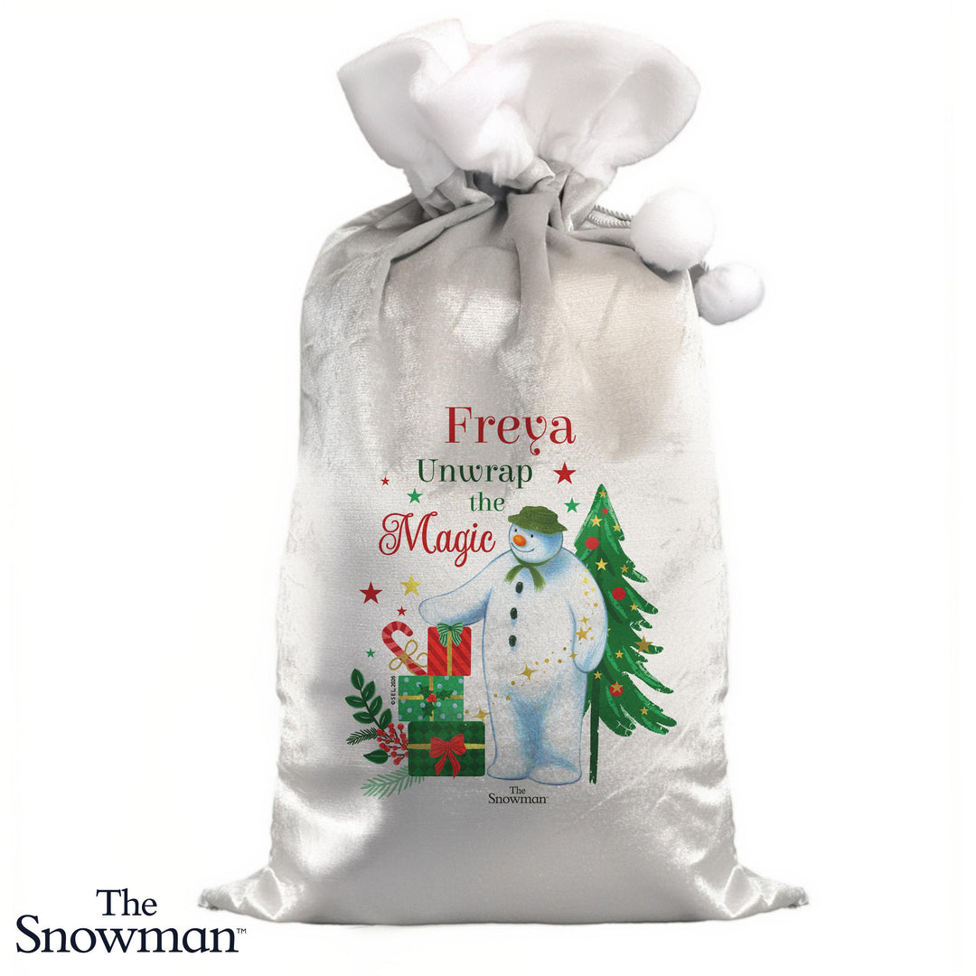 Personalised The Snowman Christmas Wishes Fleece Sack