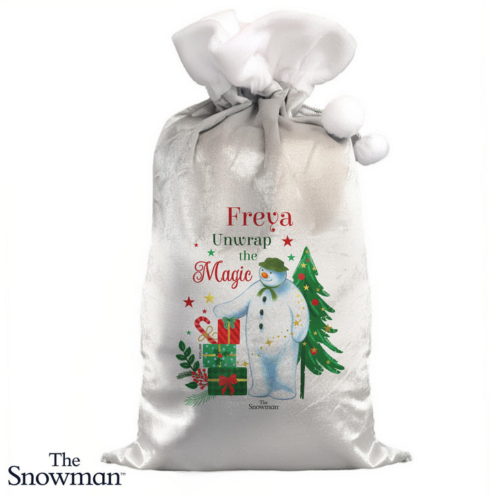 Personalised The Snowman Christmas Wishes Fleece Sack