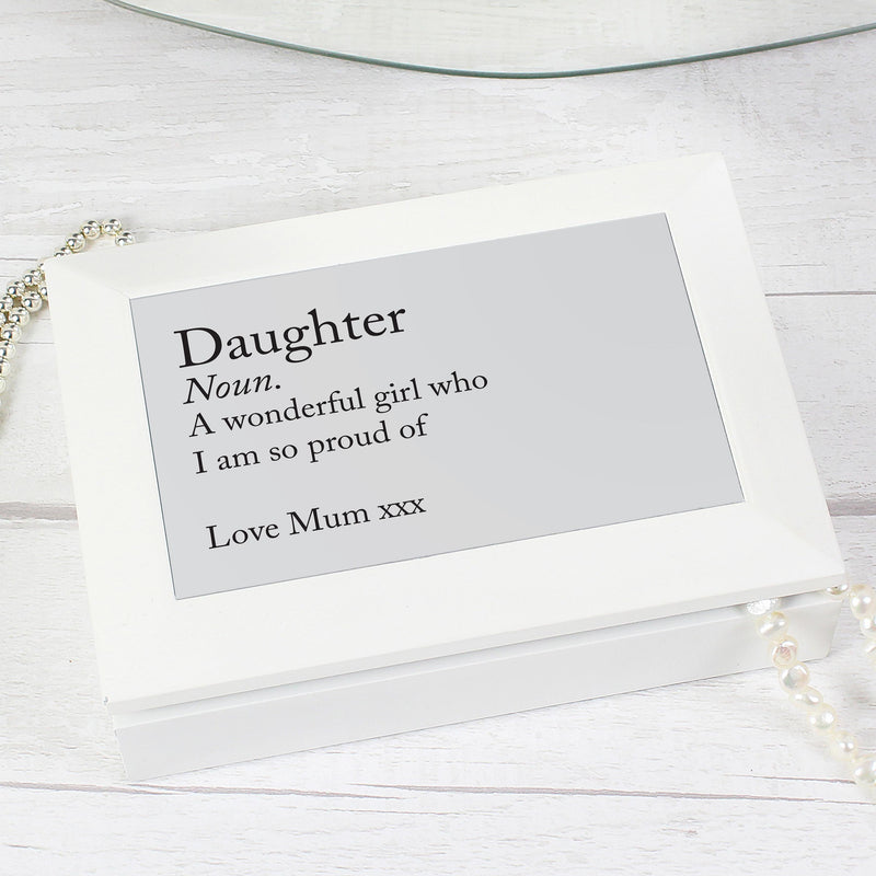 Personalised Definition White Wooden Jewellery Box