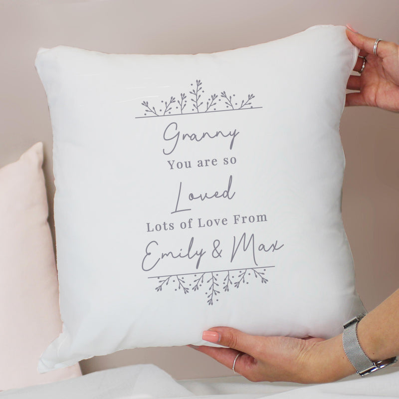 Personalised Grey Floral Cushion