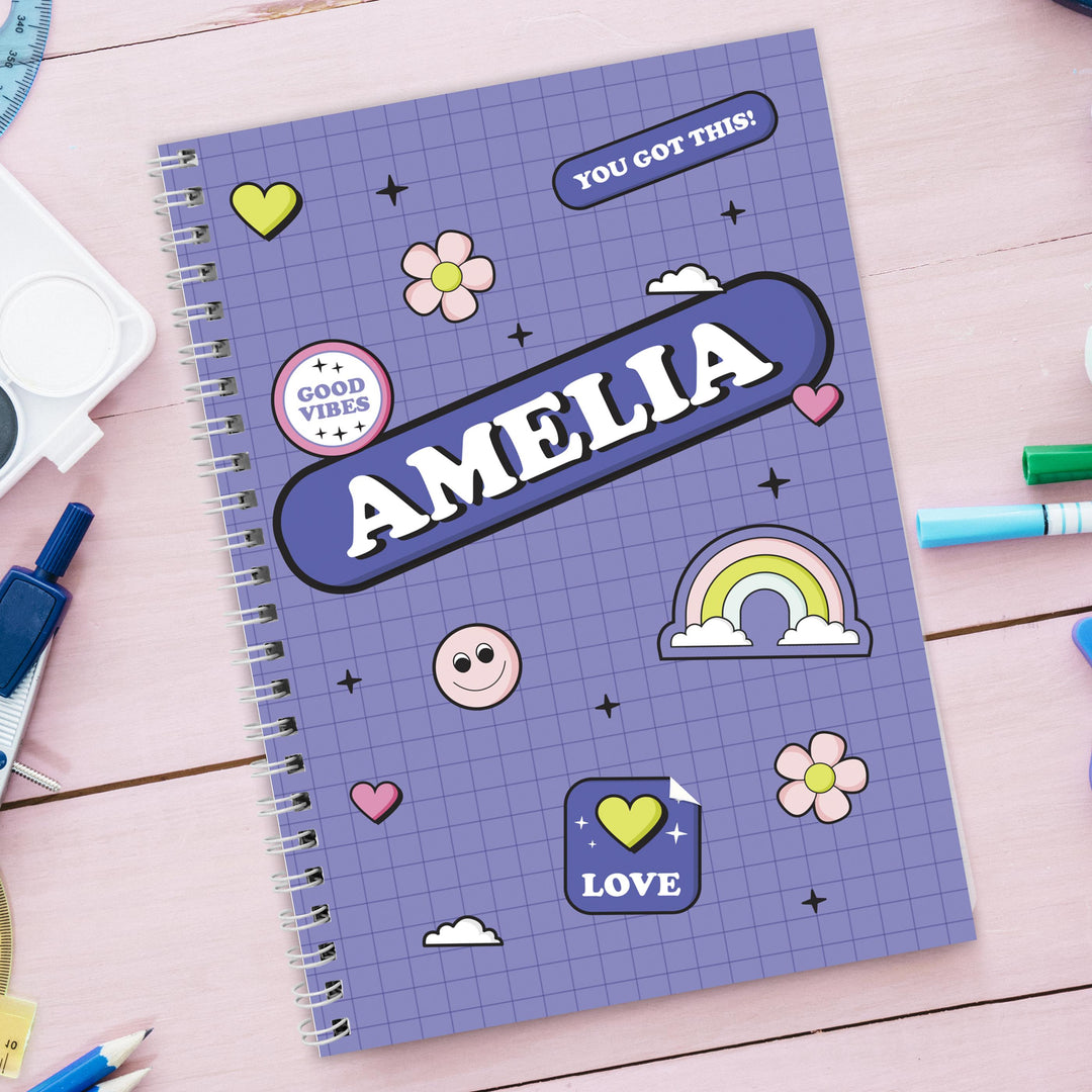 Personalised Good Vibes A5 Notebook – alternative view