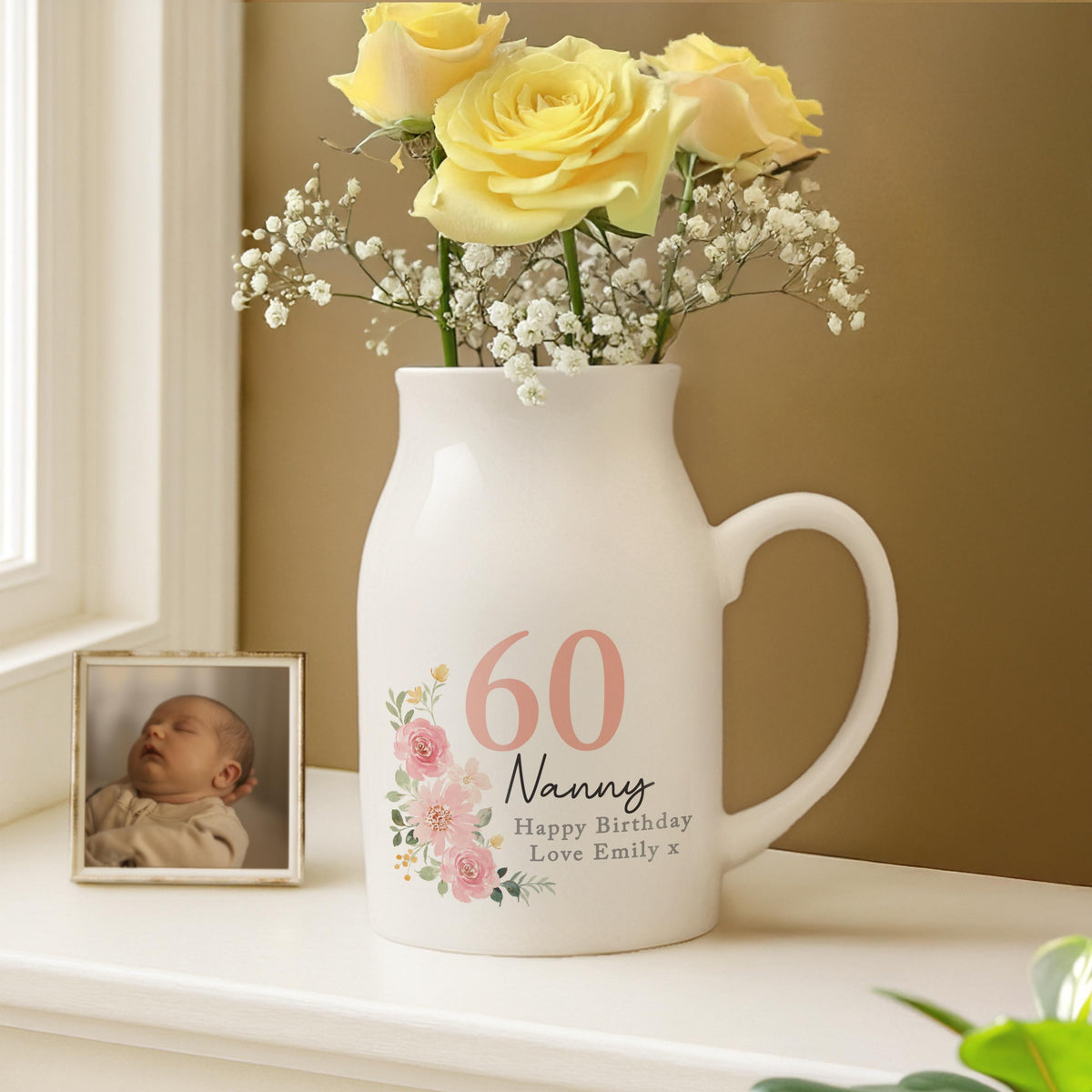 Personalised Floral Birthday Jug Vase, The Personal Shop, personalised gifts