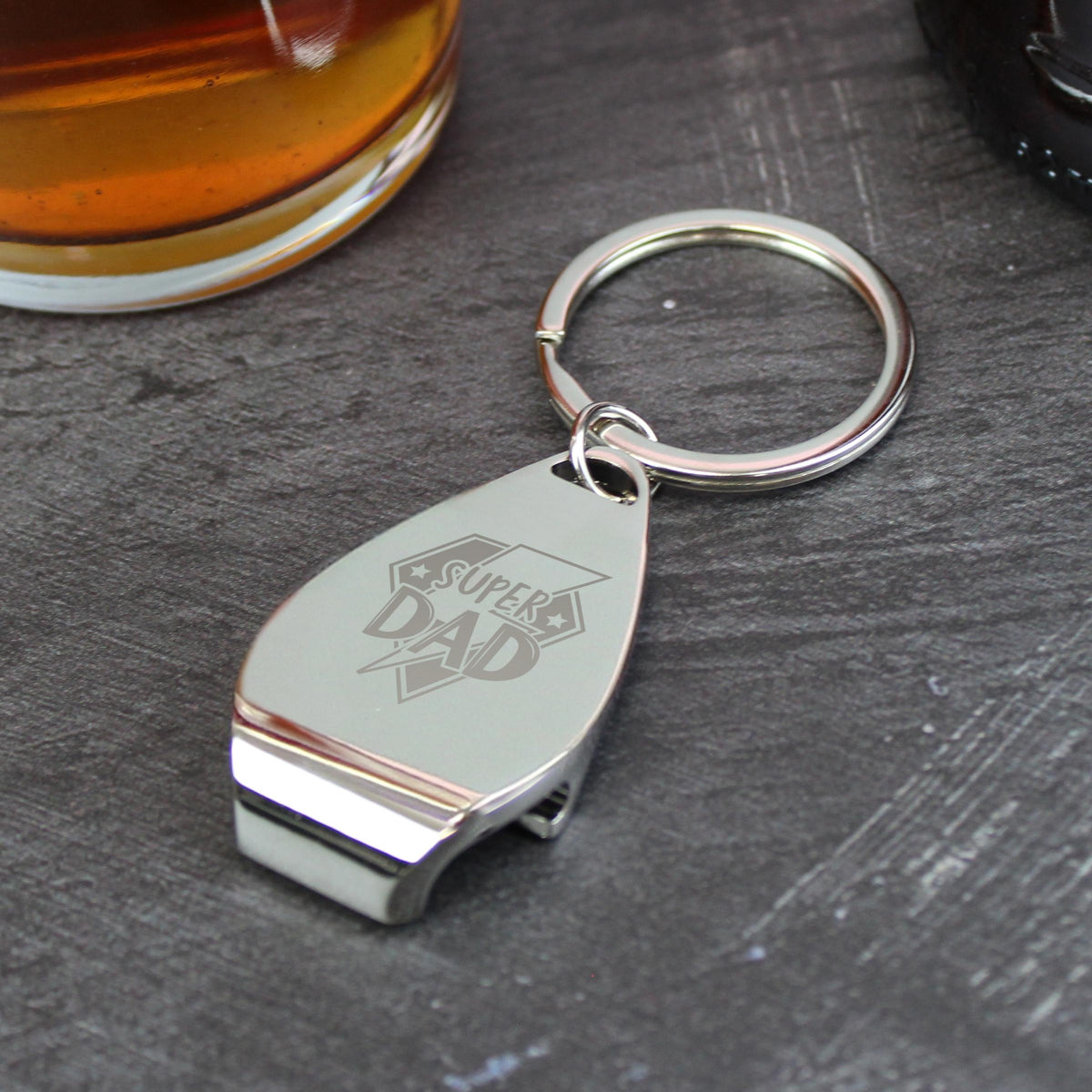 Personalised Super Dad Pint Glass & Bottle Opener – alternative view