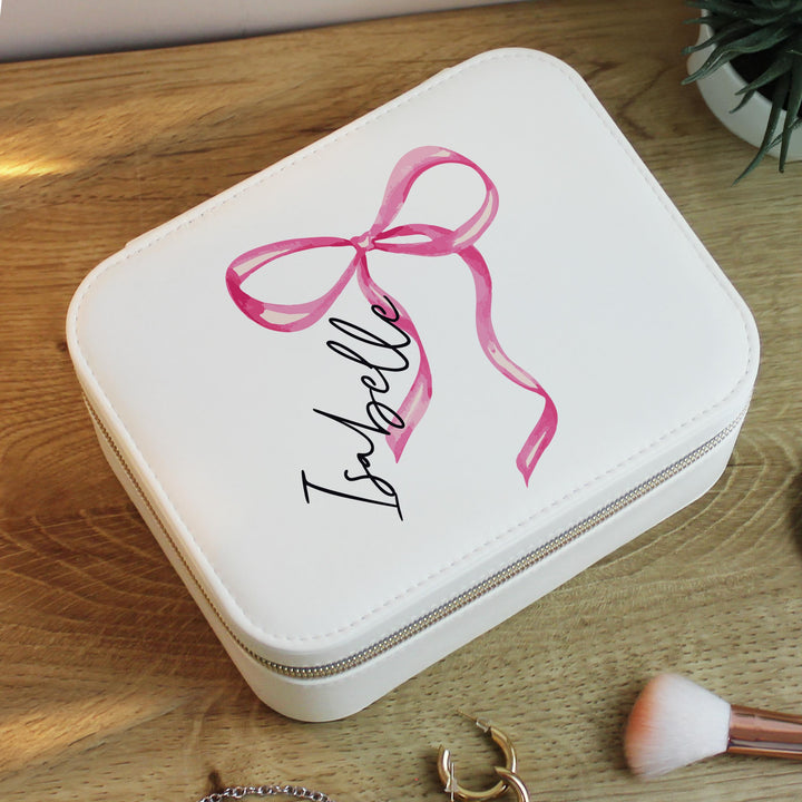 Personalised Bow Travel Jewellery Box – alternative view