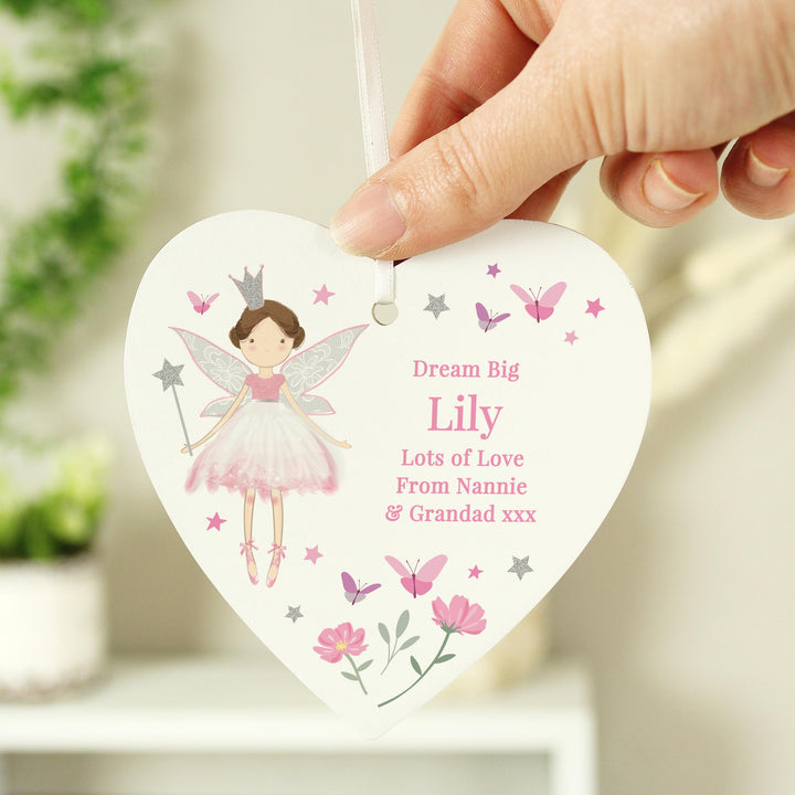 Personalised Fairy Princess Hanging Heart Ornament – alternative view