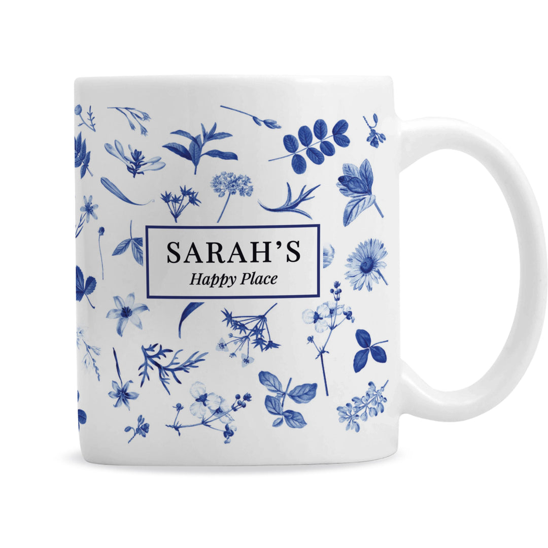 Personalised Blue Floral mug, The Personal Shop, personalised gifts