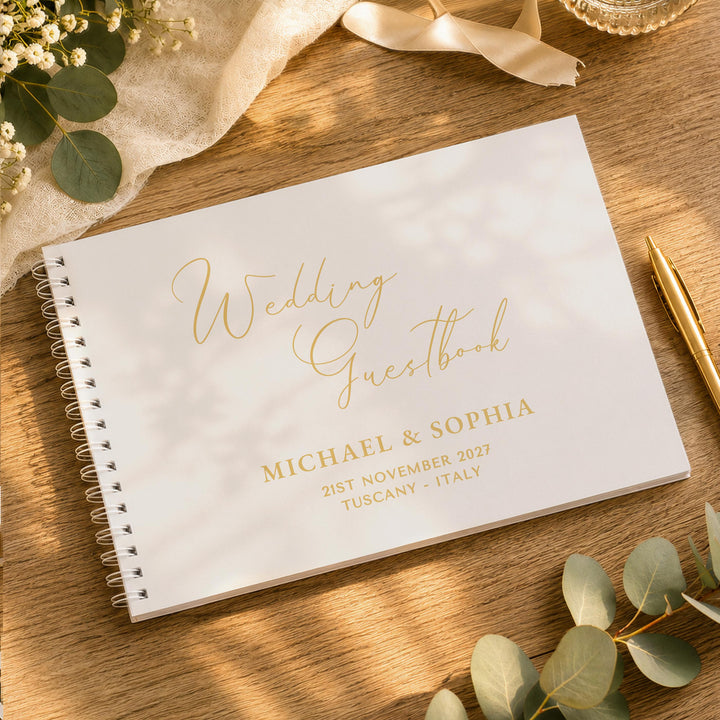 Personalised Off White Wedding Guest Book, The Personal Shop, personalised gifts