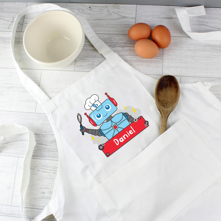 Personalised Robot Childrens Apron, The Personal Shop, personalised gifts