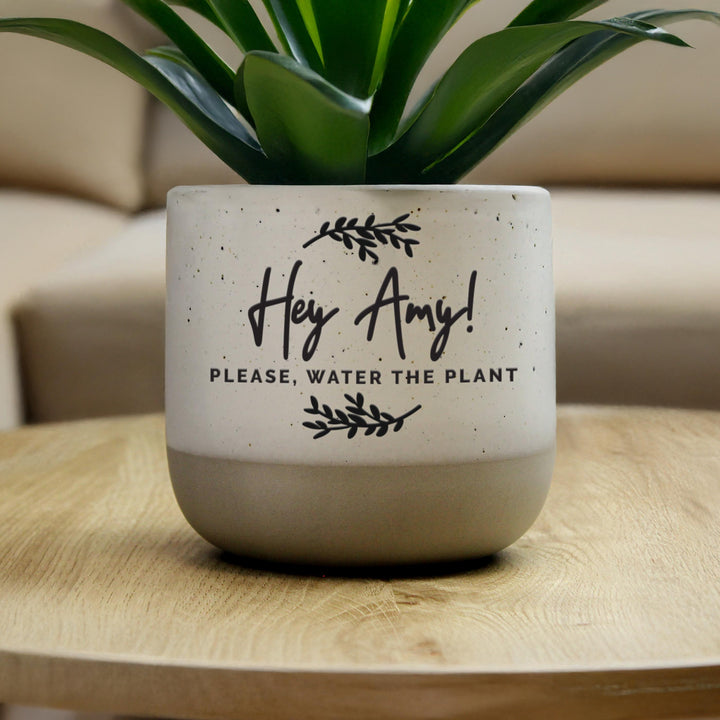 Personalised Botanical Flecked Plant Pot, The Personal Shop, personalised gifts