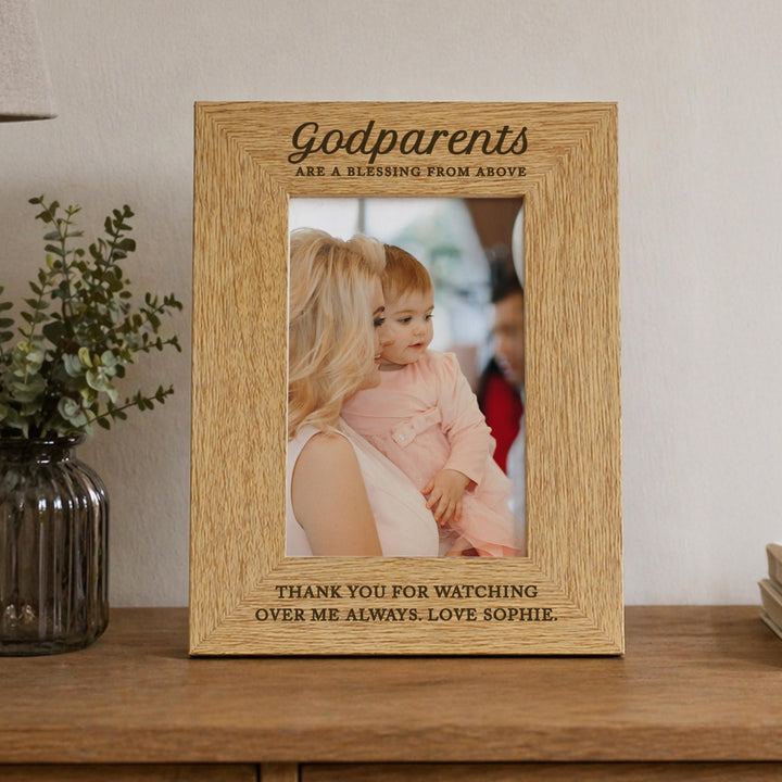 Personalised Godparents 6x4 Wooden Photo Frame, The Personal Shop, personalised gifts