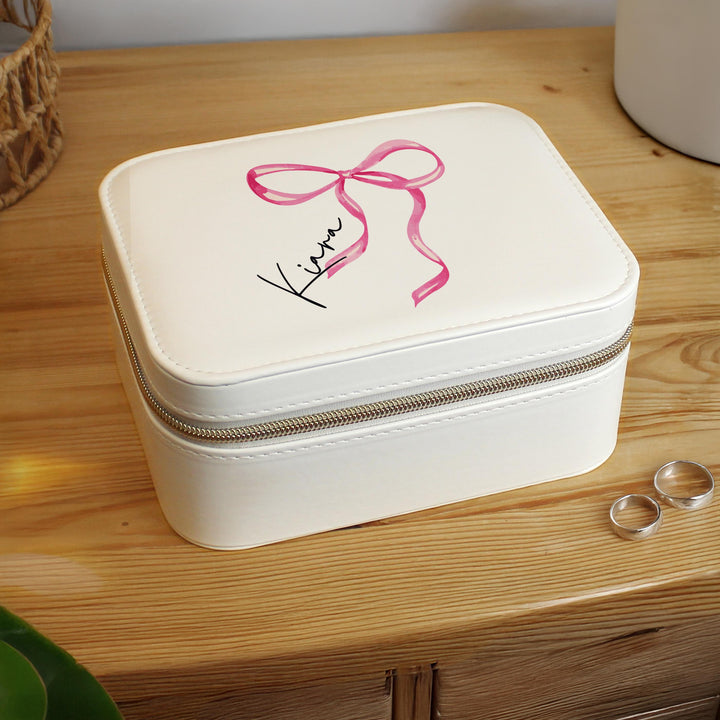 Personalised Bow Travel Jewellery Box – alternative view