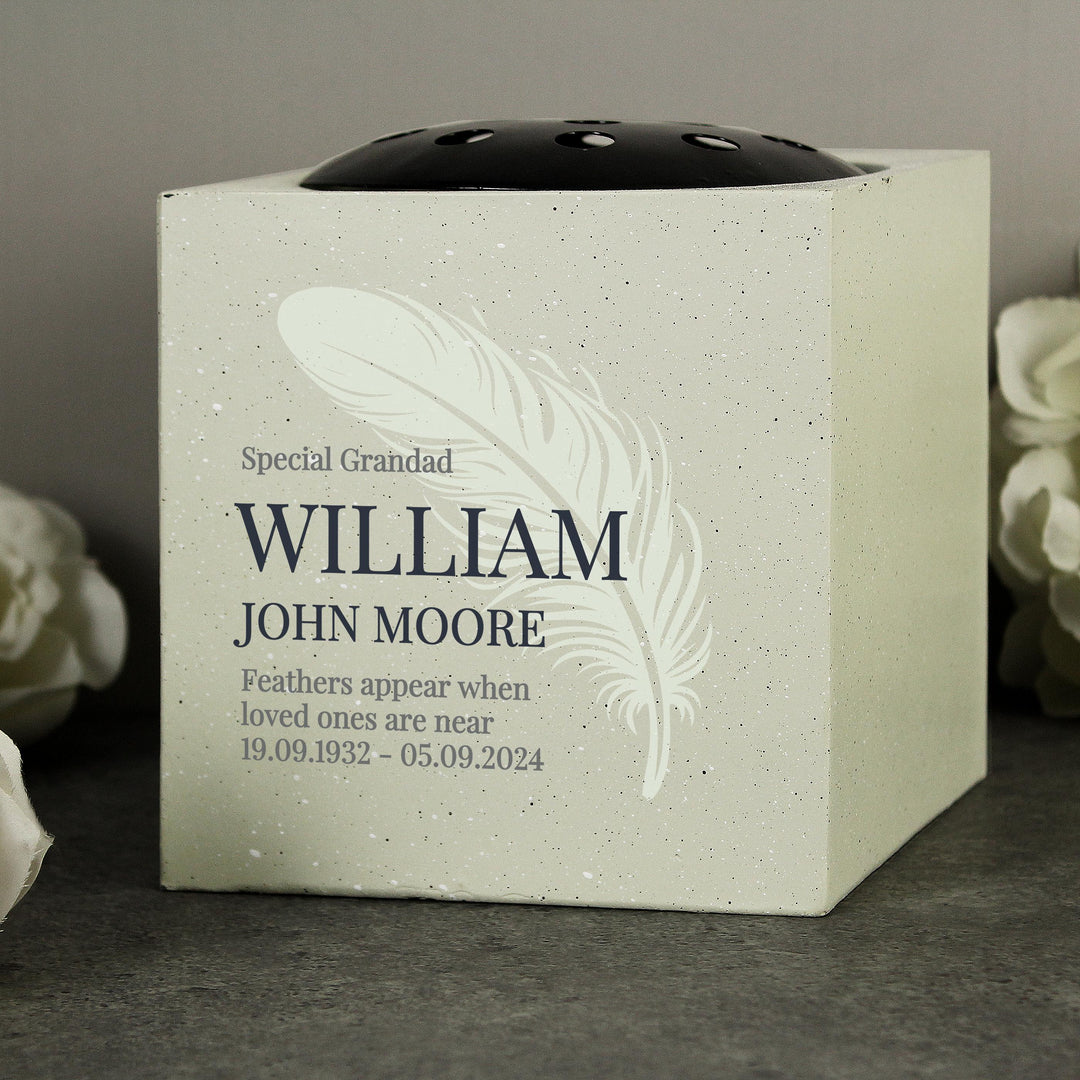 Personalised Feather Memorial Vase, The Personal Shop, personalised gifts