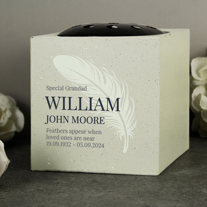 Personalised Feather Memorial Vase, The Personal Shop, personalised gifts