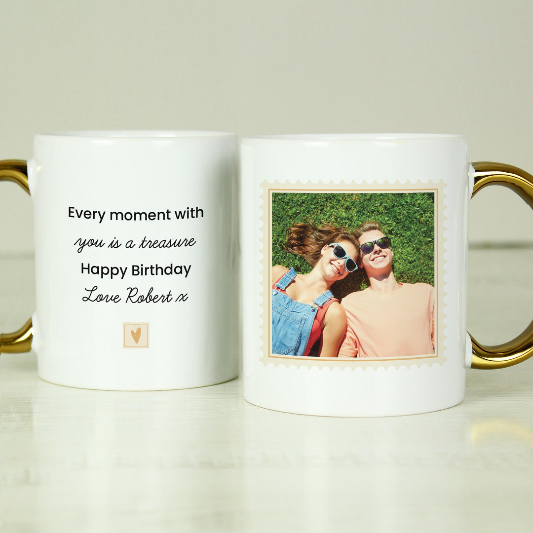 Personalised Photo Upload Gold Handled Mug – alternative view