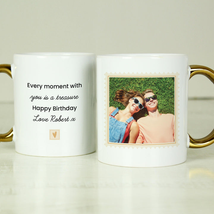 Personalised Photo Upload Gold Handled Mug – alternative view