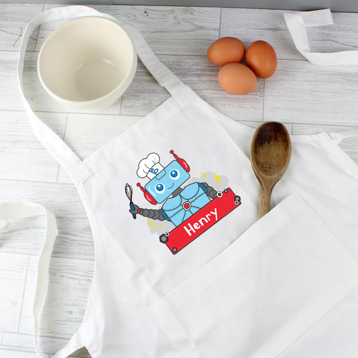 Personalised Robot Childrens Apron, The Personal Shop, personalised gifts