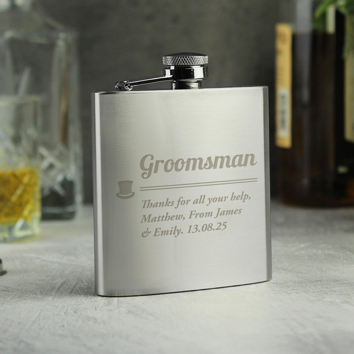 Personalised Groomsman Hip flask, The Personal Shop, personalised gifts