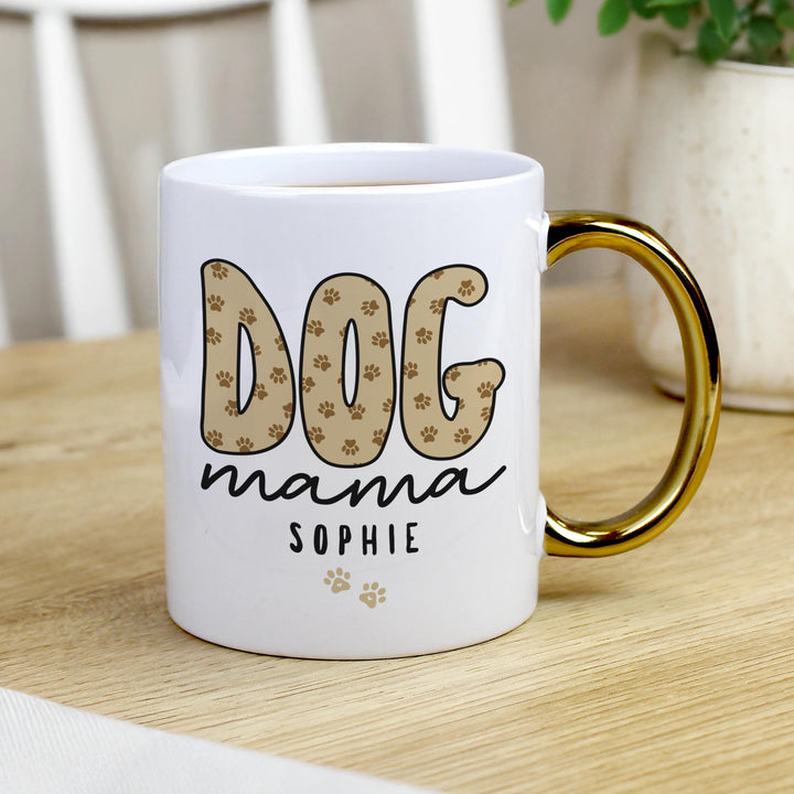Personalised Dog Mama Gold Handle Mug, The Personal Shop, personalised gifts